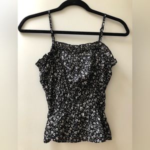 Q luv Women’s Black and White Floral Tank Top